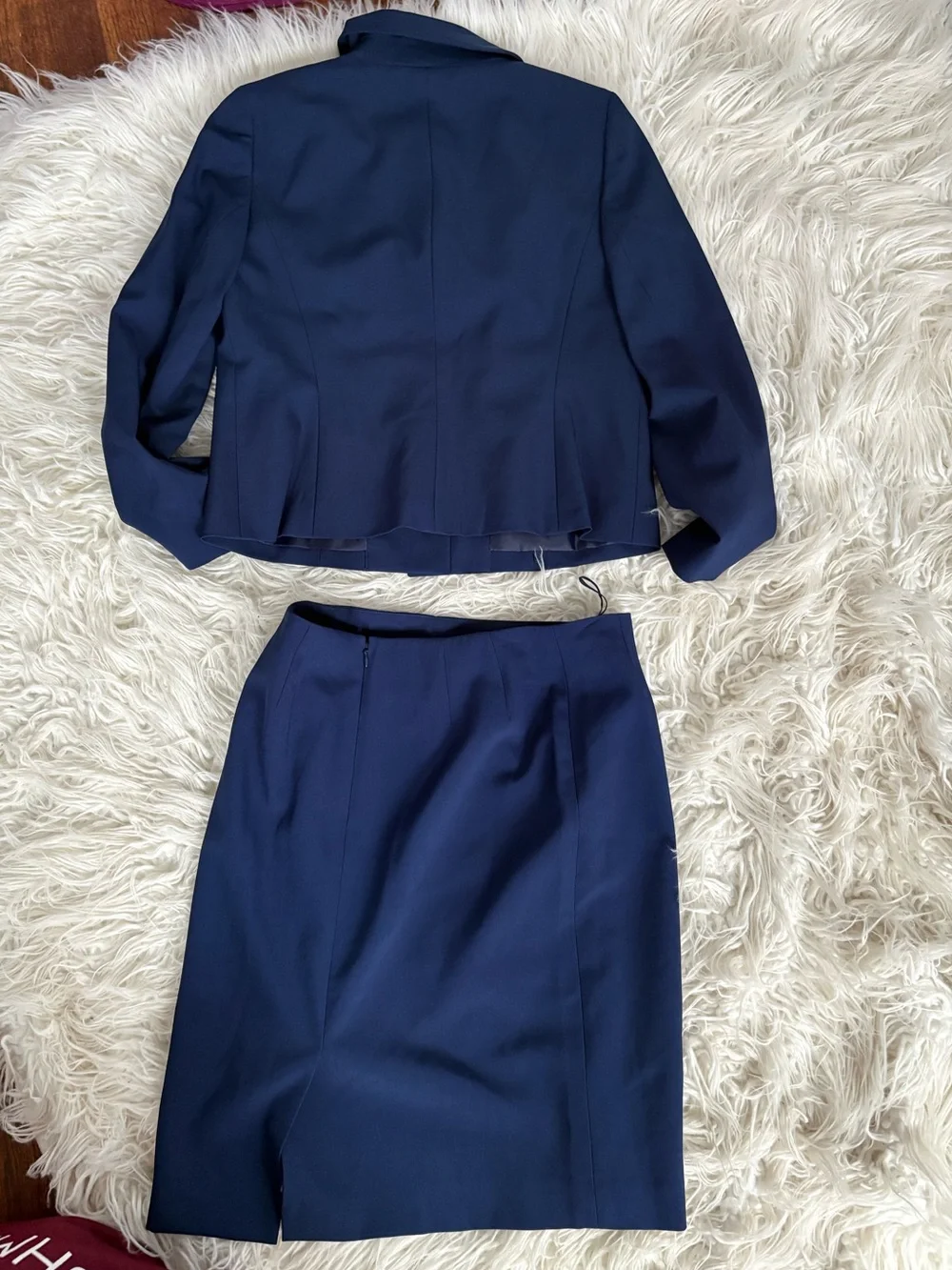 Le Suit Petite Navy Blue 2-Piece Skirt Suit Set Blazer & Pencil Skirt Size 6P